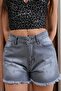 Women's Anthracite Color Mini Denim Shorts - 3