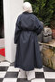 Anthracite Oversized Trench Coat with Pockets and Belt - 4
