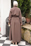 Dark Mink Zippered Elastic Belted Dress - 5