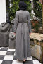 Smoked Chain Belted Ruffled Seersucker Dress - 4