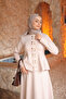 Beige Skirt, Flounced Blouse, Skirted Scuba Suit - 2