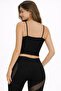 Black Rope Strap Ribbed Crop Top Bustier Blouse - 3