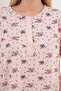 Women's Powder Buttoned Floral Patterned Long Sleeve Cotton Plus Size (Oversized) Relaxed Cut Nightgown - 5