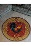 Claret Red Theme Rooster Patterned Round Woven Base Vintage Decorative Carpet 6132 - 2