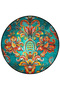 Mira Round Green Orange Pattern Detailed Woven Base Modern Decorative Carpet 5786 - 2