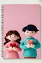 Love and Heart Themed Couple A5 Metal Spiral Bound Unlined Cardboard Cover Love and Heart Themed