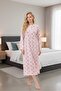 Women's Powder Buttoned Floral Patterned Long Sleeve Cotton Plus Size (Oversized) Relaxed Cut Nightgown - 8