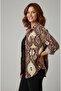 Women's Single Pocket 4/3 Sleeve Ethnic Patterned Thick Lumberjack Jacket Shirt - 3