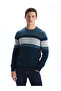 Rmz Gi̇yi̇m Farkiyla Zero Roba Collar Long Sleeve Color Block Men's Knitwear Sweater