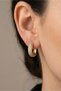 Women's Gold Sparkling Hoop Earrings - Luxurious Design with Zircon Stone Inlay