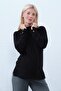 Maternity Long Sleeve Zippered Collar Knitwear Blouse Black - 4
