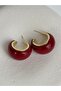 Gold Color Burgundy Resin Earrings (2.8 cm) - 2