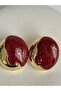 Gold Color Burgundy Enamel Earrings (2.7 cm) - 2