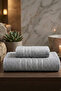 2-Piece Luxury Bath & Hand Towel Set |   100% Cotton Soft Textured Striped |   Hamam Seti | - 2
