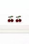 Cherry Figured Earrings for Pierced Ears with Silver Pins – Stylish Women's Earrings with Red Green Detail