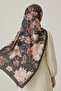 Women's Brown Framed Large Floral Patterned Cotton Soft Textured Seasonal Shawl - 2