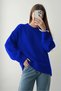 Women's Cobalt Blue Crew Neck Balloon Sleeve Oversize Knitwear Sweater - 5