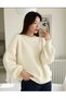 Women's Ecru Thessaloniki Knitted Crew Neck Oversize Balloon Sleeve Knitwear Sweater - 6