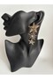 Gold Color Zircon Stone Big Dangle Star Earrings (7.7 cm) - 3