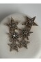 Gold Color Zircon Stone Big Dangle Star Earrings (7.7 cm) - 5