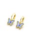 High-Quality Brass Dangle Earrings with Purple Butterfly Figure – Elegant Design for Pierced Ears - 2