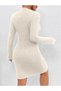 Hakim Collar Ornament Buttoned Slit Detail Fit Fit Women's Knitwear Dress - 3