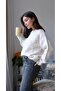 Crew Neck Baklava Pattern Plush Detailed Casual Thick Knitwear Sweater Soft Textured - 3