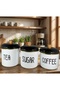 Enamel Tea, Sugar, Coffee Jar Set of 3 - Vintage Enamel Look Kitchen Tea and Sugar Set - White