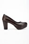 Women's Brown Genuine Leather Premium Design Low-Cut Low Platform Heeled Shoes - 4
