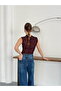 Zero Sleeve Lace Blouse - Burgundy |   D2750 - 5