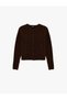 Long-Sleeve Crew Neck Buttoned Knit Cardigan - 3