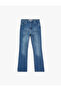 Slim Fit High Waist Cotton Spanish Flare Denim Trousers - Flare Jeans - 4