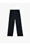 Straight Wide Leg High Waist Fabric Trousers - 4