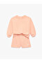 Cotton Long Sleeve Crew Neck Sweatshirt and Shorts Set - Set of 2 - 3