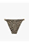 Leopard Patterned Bikini Bottom with Drawstring and Accessory Detail on the Sides - 4