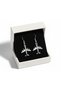 Silver Color Dangle Women's Earrings with Airplane Figure - 3