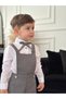 Gray Overalls Set with Shirt and Bow Detail for Baby Boy and Child - 2