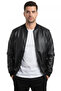 Black Stone Embellished Slim Fit Faux Leather Men's Jacket / Coat – College Collar & Ribbed 2600931