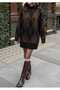 Hakim Yaka Double Color Diamond Pattern Comfortable Fit Women's Knitwear Sweater-Tunic