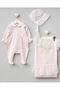 Angela 3-Piece Hat Lace Detail Organic Hospital Discharge Set 100% Cotton Newborn Baby Girl - 2