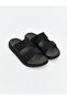 Lcw Steps Black Suede Look Velcro Men's Slippers