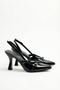 Patent Leather Pointed Toe 9 cm Heeled 3 Buckle Women's Shoes