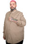 Mode XL Large Size Men's Long Sleeve Gabardine Pocket Shirt 25604 Beige - 3