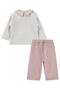 Luxury Textile Baby Collar Cardigan 3-Piece Set for 6-18 Months - Pink - 2