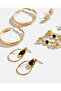 Women Gold Embellished Earrings Set (6 Pairs) - 4