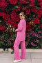 Cotton Corded Fabric Women's Blouse and Pants Two-Piece Set - 2