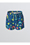 Lcw Kids Navy Blue Printed Boys' Swim Shorts with Elastic Waist
