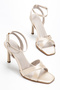 Cross-Strapped Satin Women's Shoes Beige