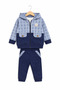Baby Boy Plaid Detailed Hooded Zippered 3-Piece Set - 2