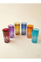 Crystal Cut Decor Luxury Premium Colored Glasses Set of 6 |   Water & Soft Drink Glass 485Cc - 5